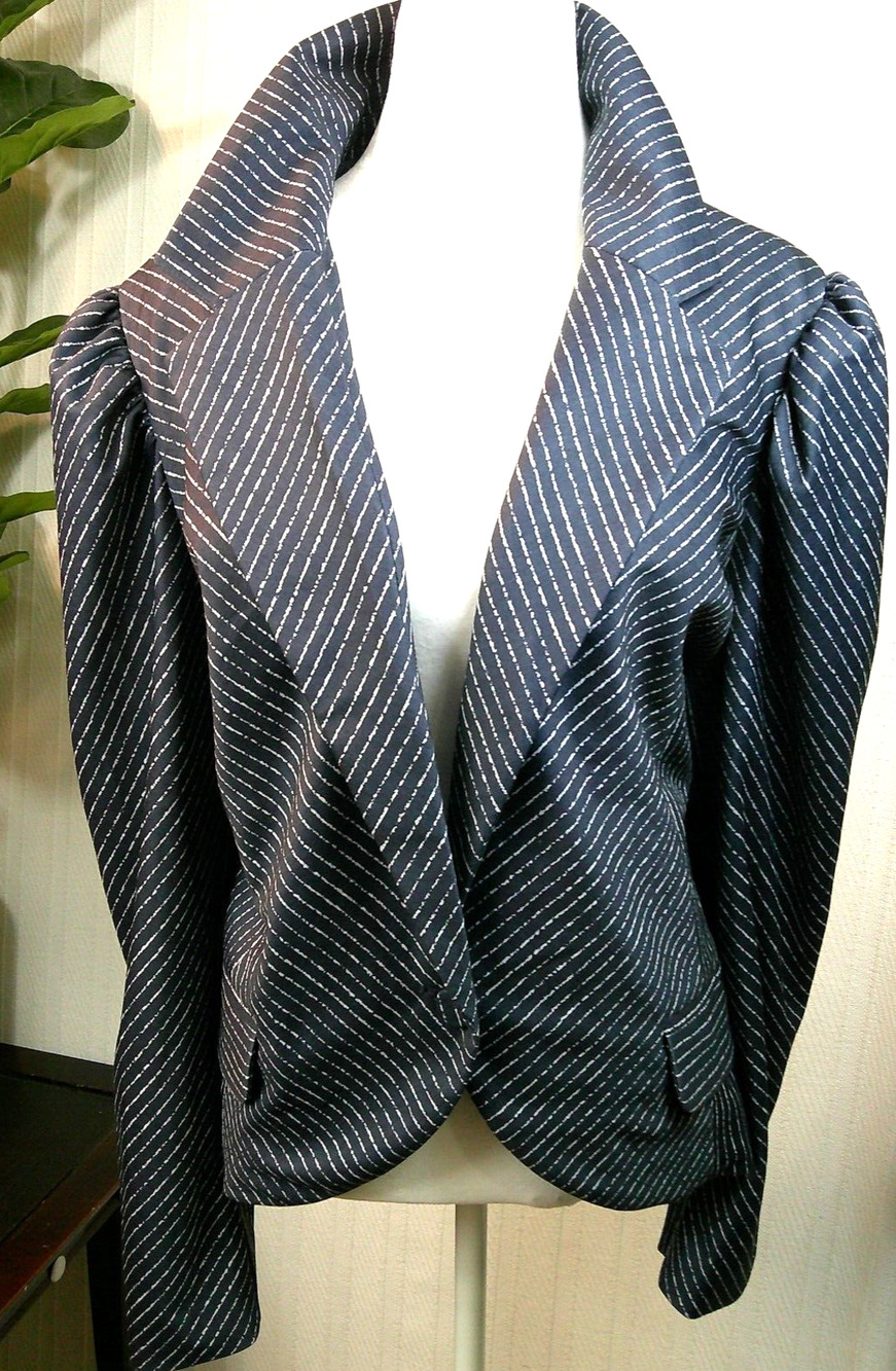 Ryegrass Blazer/Jacket Blue Striped One Button/Lined Women's 24W-NWT RTL$120